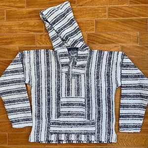 Vintage White & Blue Drug Rug Hoodie